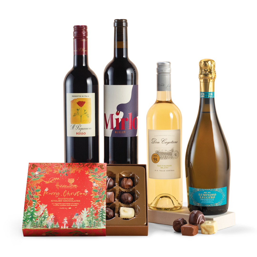 Merry Christmas Chocolates With Prosecco & Wine - Delivery From October